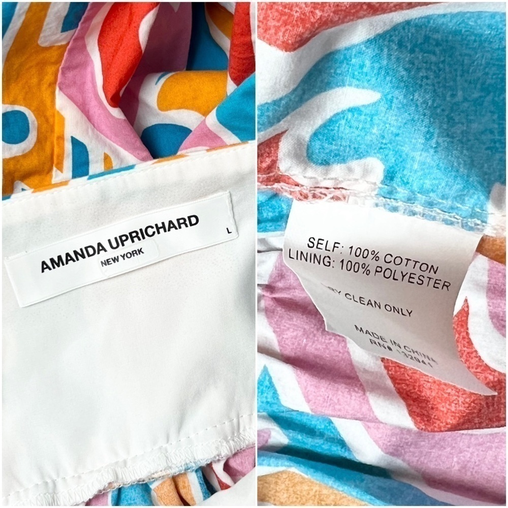 AMANDA UPRICHARD 90s Abstract Graphic Print Puff Short Sleeve Babydoll Dress L‎ - Picture 14 of 16